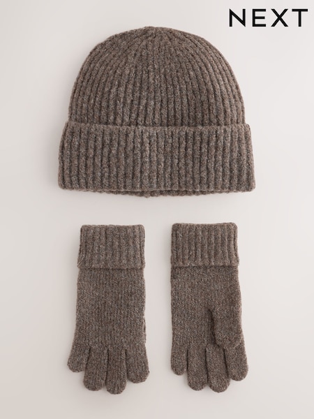 Chocolate Brown - Beanie And Gloves Set 2 Piece (3-16yrs)