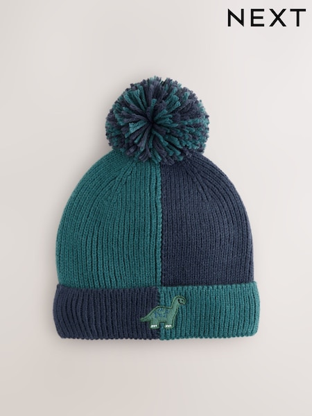 Green Dinosaur - Knitted Pom Hat (3mths-10yrs)