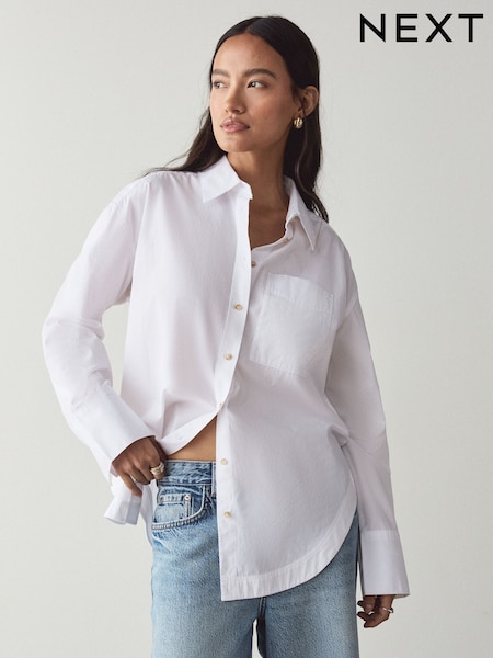 White - Brushed Cotton Boyfriend Shirt