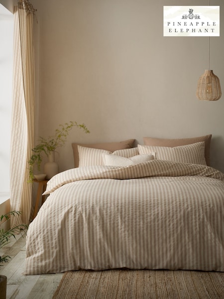Pineapple Elephant Natural Cotton Rich Woven Stripe Duvet Cover Set (G98458) | AED128 - AED233