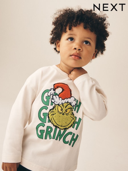 The Grinch Ecru - Christmas Long Sleeve T-shirt (3mths-8yrs)