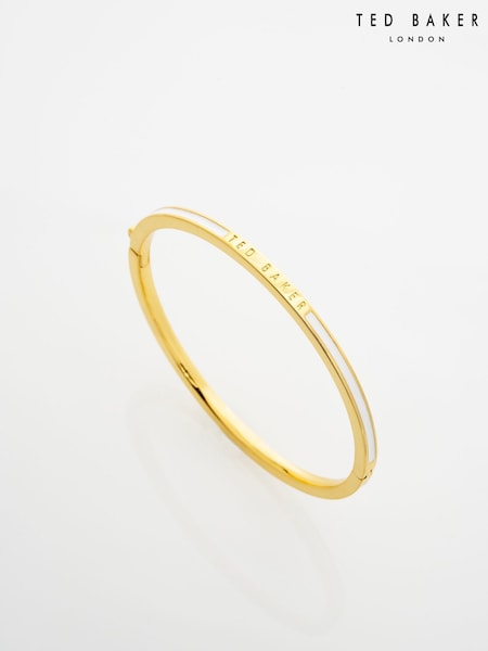 Ted Baker Gold Tone/White Roley Classic Colour Enamel Slim Bangle Bracelet (G98495) | €93
