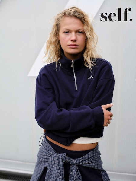 Navy - Self. Half Zip Sweatshirt