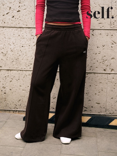 Chocolate Brown - Self. Wide Leg Joggers