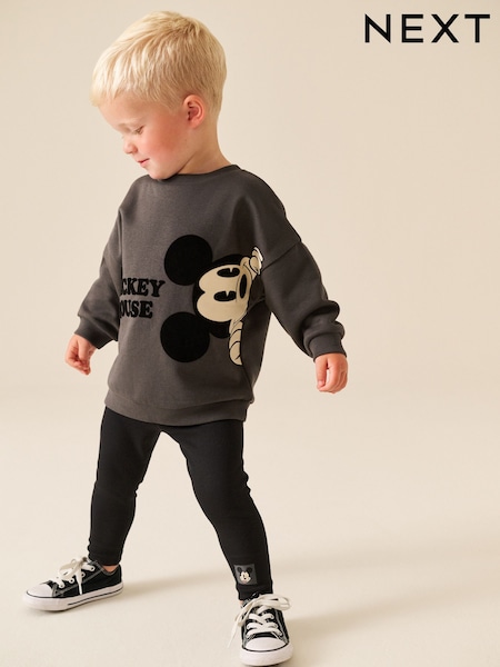 Charcoal Grey - Mickey Mouse Crew Neck Sweat Top And Leggings Set (3mths-8yrs)
