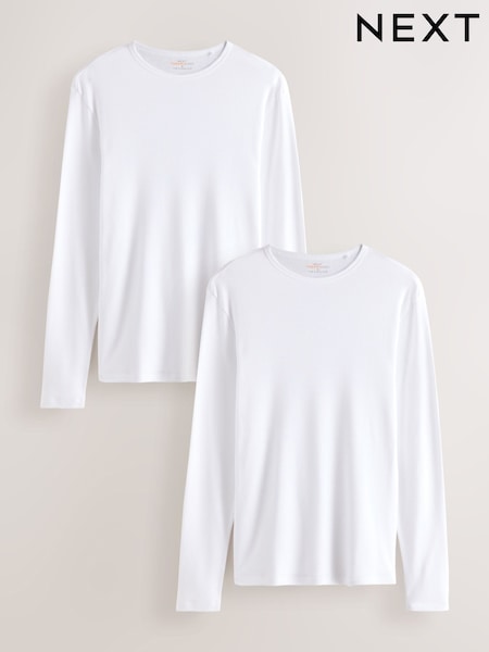 White - Long Sleeve Thermal Tops 2 Pack