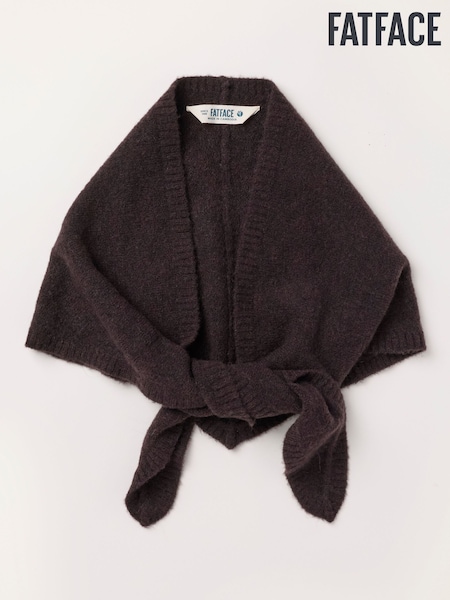 Chocolate Brown - Fatface Wool Rich Soft Triangle Scarf