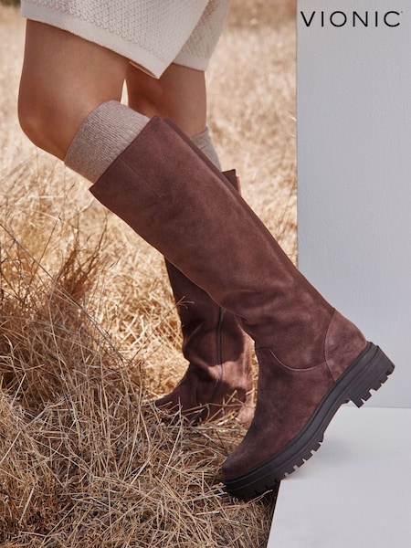 Brown - Vionic Gretchen Swiss Chocolate Knee High Boots