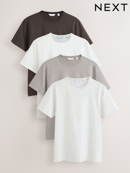 Белый/коричневый/камень/нейтральный меланж - Slim Fit Motionflex Soft T-shirts 4 Pack