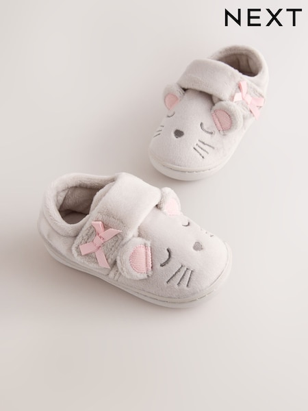 Grigio con topo - Pantofole con suola preformata