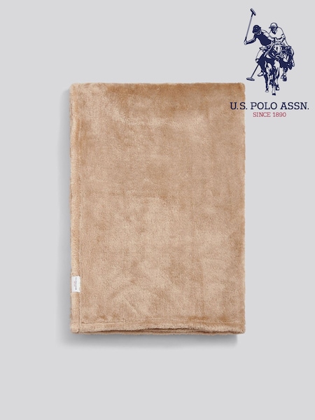 U.S. Polo Assn. Camel Premium Fleece Throw (G99294) | SGD 87