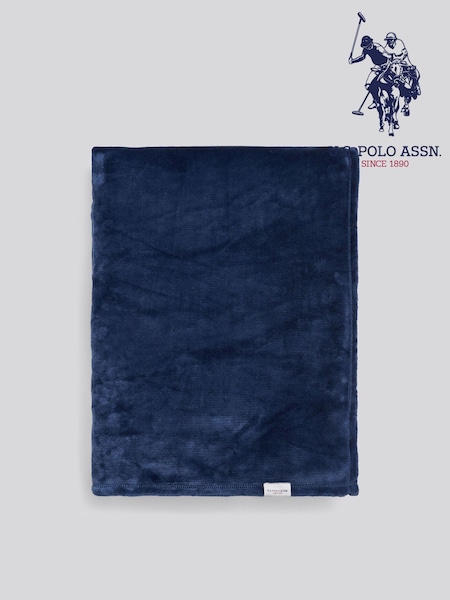 U.S. Polo Assn. Ensign Blue Premium Plush Fleece Throw (G99298) | kr864