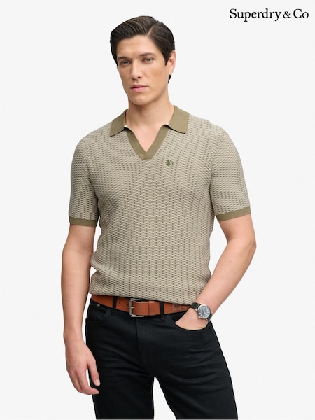 Zaļš - Regular Superdry Johnny Collar Knitted Polo Shirt