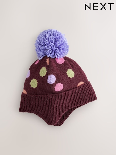 Chocolate Brown Dots - Beanie Pom Hat (3mths-10yrs)