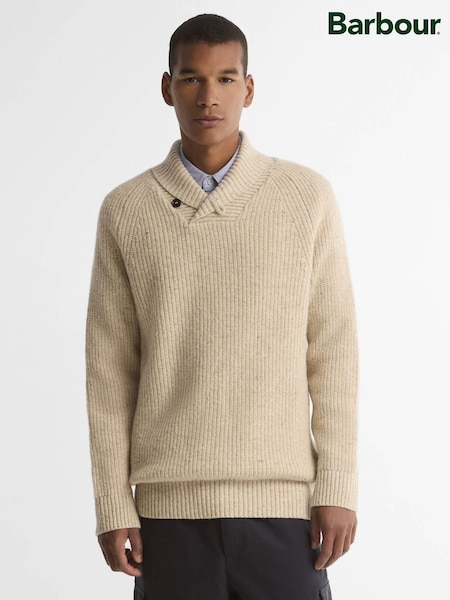 Cream - Regular Barbour® Essentials Fleck Jumper