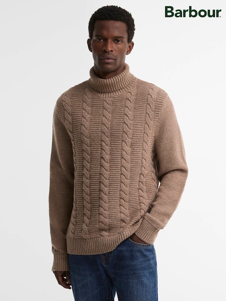 Natural - Regular Barbour® Staplecross Rollneck Sweater
