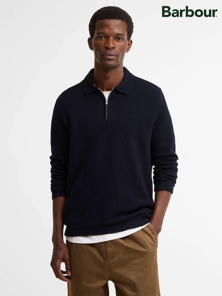 Blue - Regular Barbour® Bearsted Knitted Zip Jumper