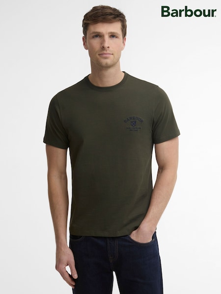Green - Regular Barbour® Tartan Tailored Crest Logo T-shirt