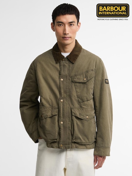 أخضر - Regular Barbour International Winter Drifter Washed Wax Jacket