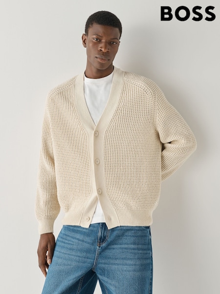 Natural - Regular Boss Andemo Relaxed Fit Cardigan