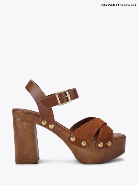 KG Kurt Geiger Brown Rua Block Sandals (G99896) | AED868