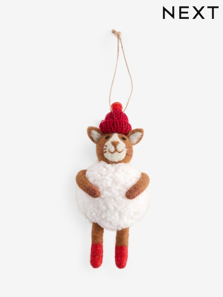 Cat In Snowball Felt Christmas Bauble