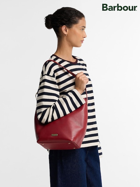 Czerwony - Barbour® Cedar Large Leather Bucket Bag