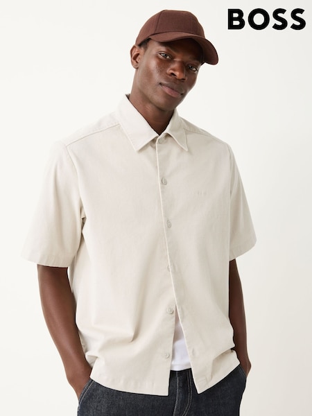 প্রাকৃতিক - Regular Boss Lakith Relaxed-fit Textured Shirt