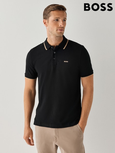 Black - Regular Boss Regular-fit Parlay Logo Tipped Polo Shirt