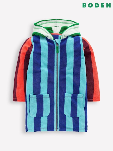 Boden Blue Towelling Zip-up Throw-on Cover Up (H00326) | AED169 - AED204