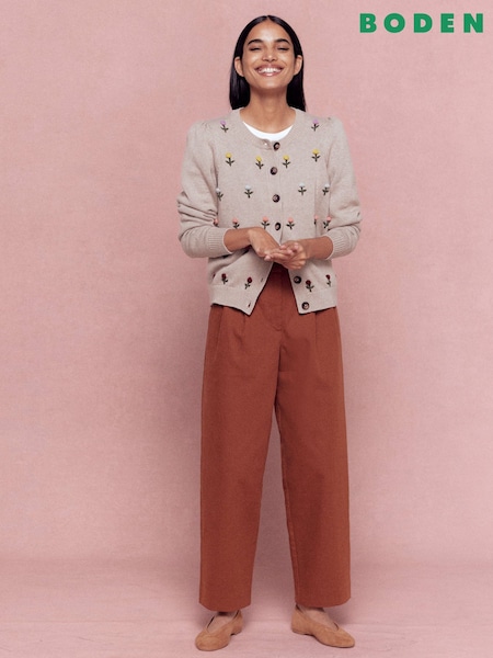 Boden Cream Davina Puff Sleeve Cardigan (H00327) | €224