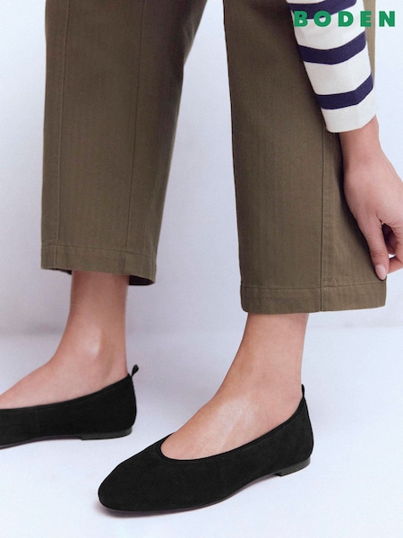 Boden Black High Cut Ballet Flats (H00329) | AED577