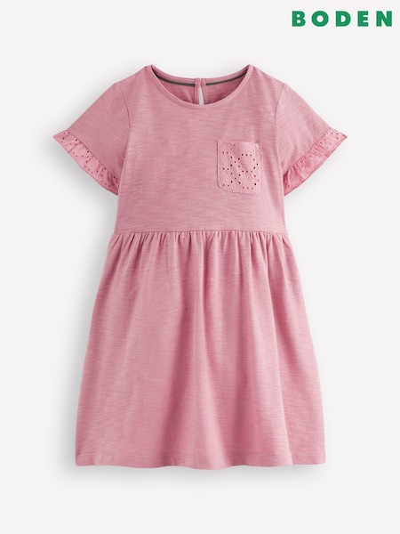 Boden Pink Broderie Pocket Jersey Dress (H00352) | AED128 - AED146