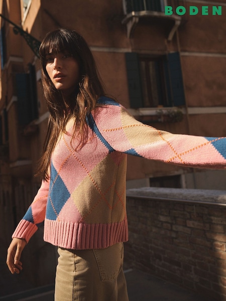 Boden Camilla Cotton Argyle Jumper (H00359) | kr1 555