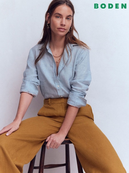 Boden Brown Belgravia Linen Trousers (H00365) | SGD 192