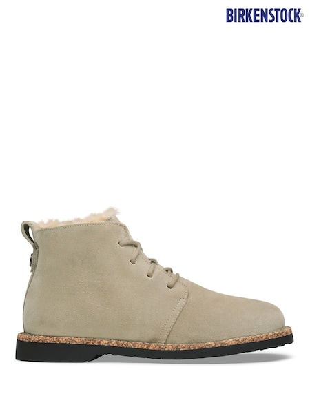 Taupe rjava - Birkenstock Uppsala Mid Lace Up Shearling Lined Suede Boots