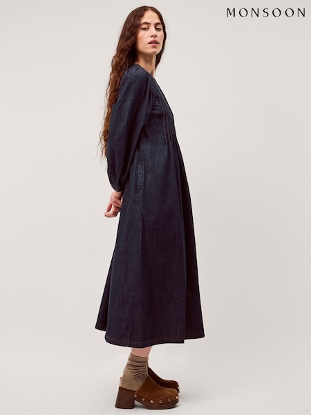 Monsoon Remy Pintuck Denim Midi Dress (H00630) | kr1 335