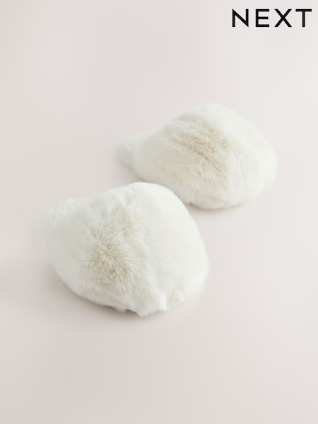 Blanco - Pantuflas voluminosas de piel sintética