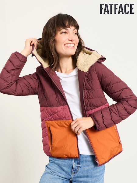 Purple Colourblock - Fatface Puffer Jacket