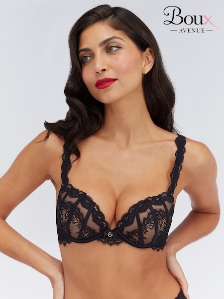 Boux Avenue Black & Nude Juno Lace Plunge Bra (H00822) | $100
