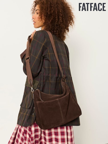 Schokoladenbraun - Fatface Suede Crossbody Bag