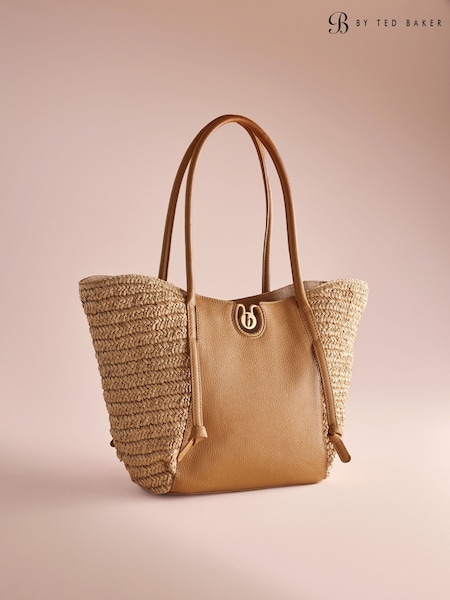 Neutral - B By Ted Baker Raffia Leather Shopper Bag
