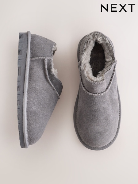 Grey - Suede Mini Boot Slippers