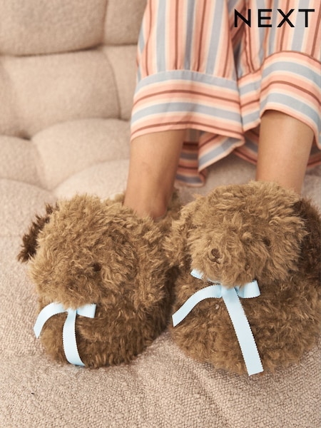 Tan Brown 3D Dog - Mini Boot Slippers