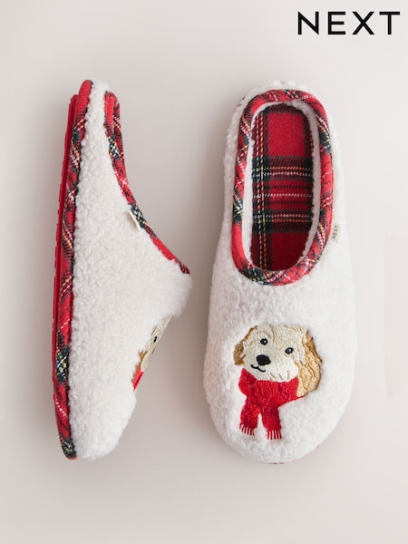 Cream/Red Charlie - Mule Borg Slippers