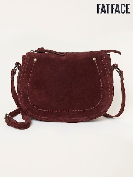 Burgundy - Fatface Slouchy Suede Saddle Crossbody Bag