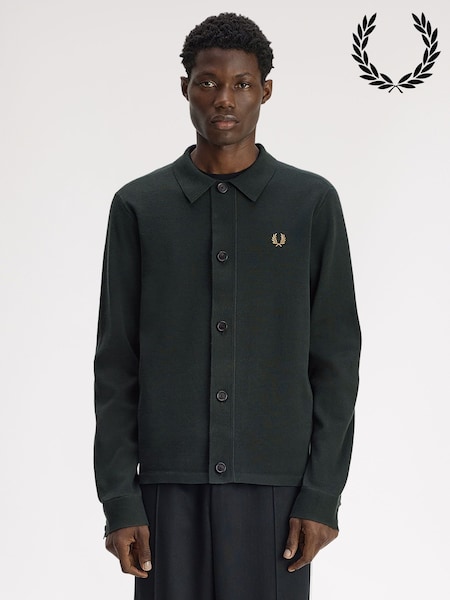 Green - Regular Fred Perry Knitted Overshirt