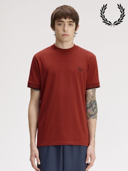 Orange - Regular Fred Perry Mesh Cuff Tshirt