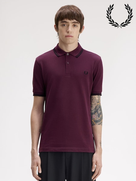 Purple - Regular Fred Perry Tipped Short Sleeve Polo Shirt