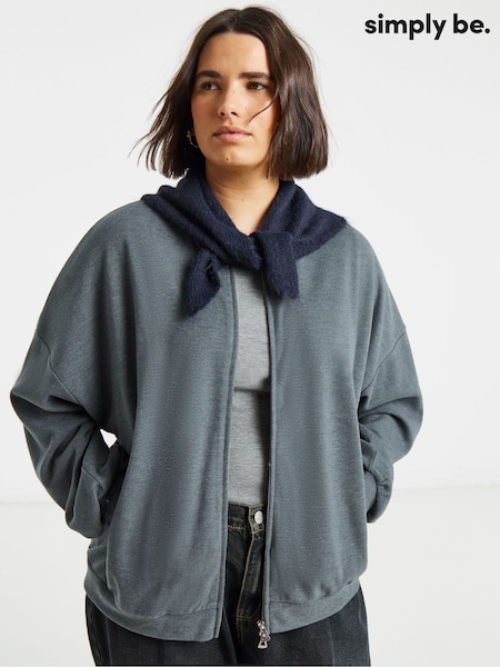 Simply Be Grey Cut And Sew Bomber Zip Through Jacket (H01425) | $75